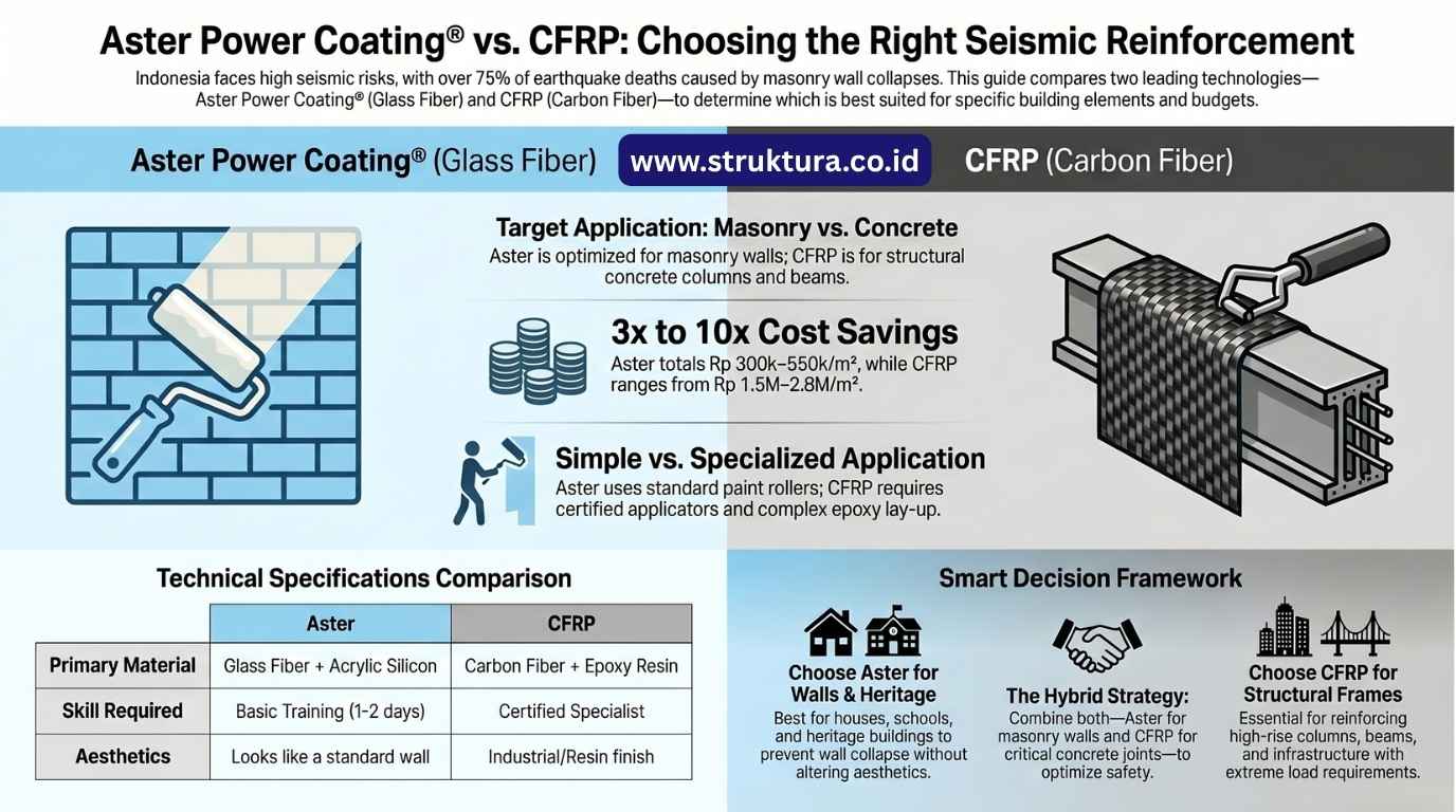 Aster Power Coating® vs CFRP: Komparasi Lengkap untuk Pemilik Bangunan