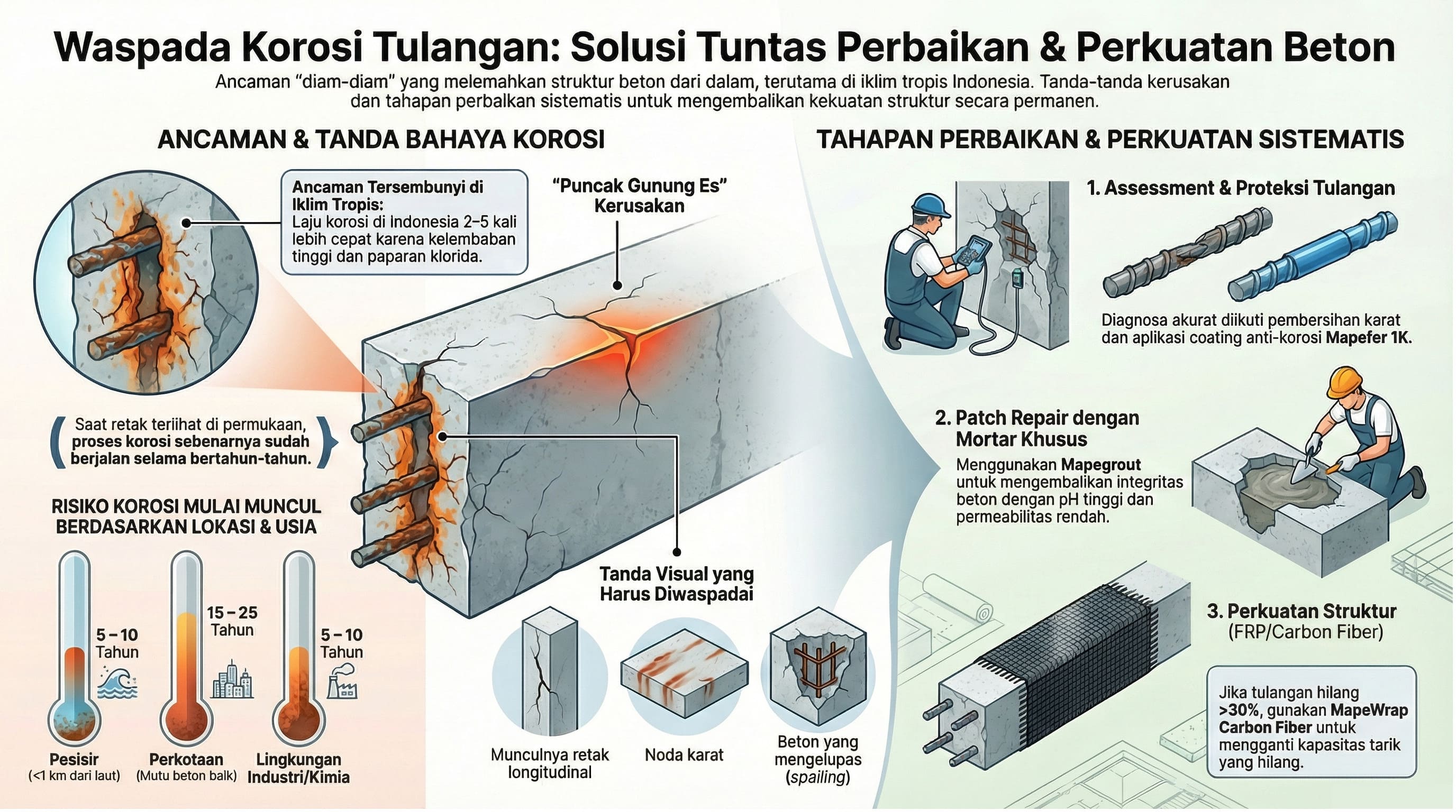 Perbaikan dan Perkuatan Struktur Beton Bertulang Akibat Korosi Tulangan