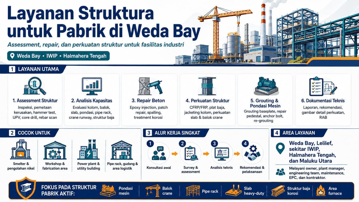 Jasa Assessment dan Perkuatan Struktur Pabrik Weda Bay