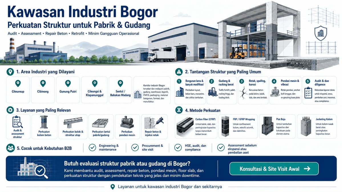 Jasa Perkuatan Struktur Pabrik Kawasan Industri Bogor