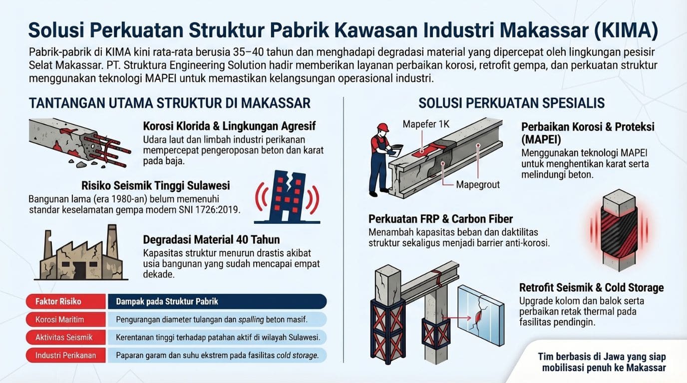 Jasa Perkuatan Struktur Pabrik Kawasan Industri Makassar