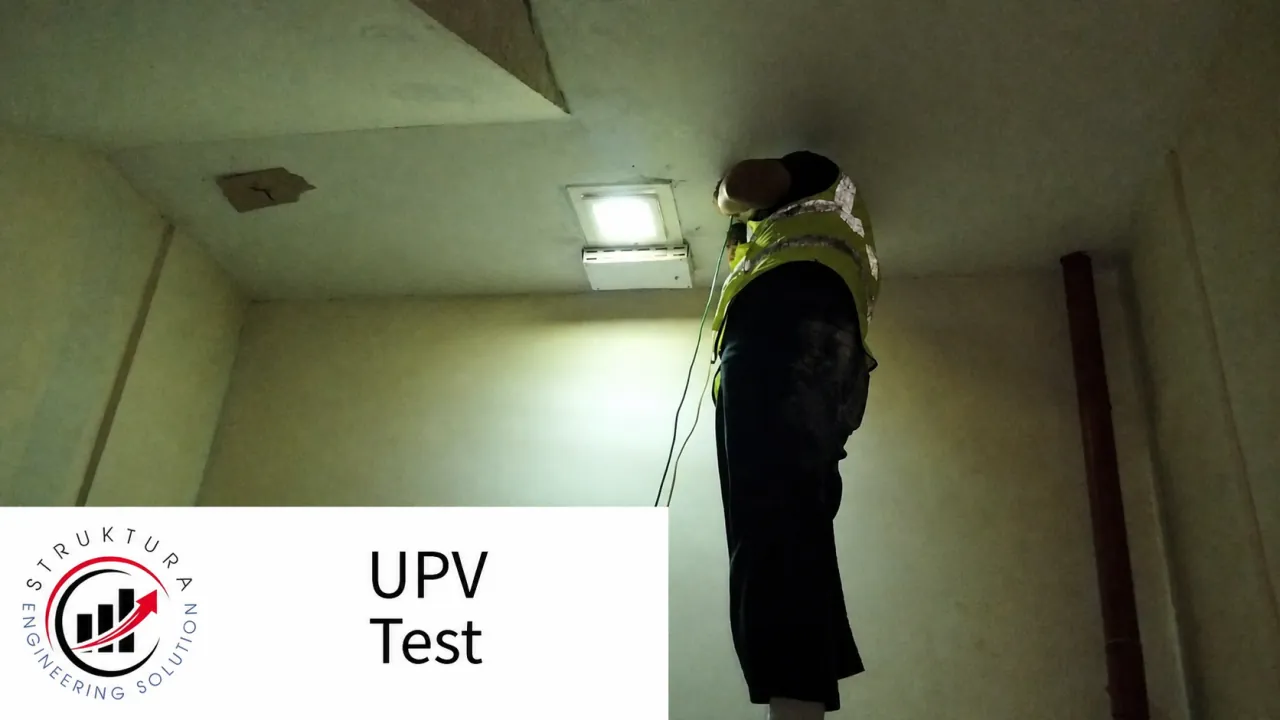 Pengambilan data UPV pada bagian bawah elemen beton