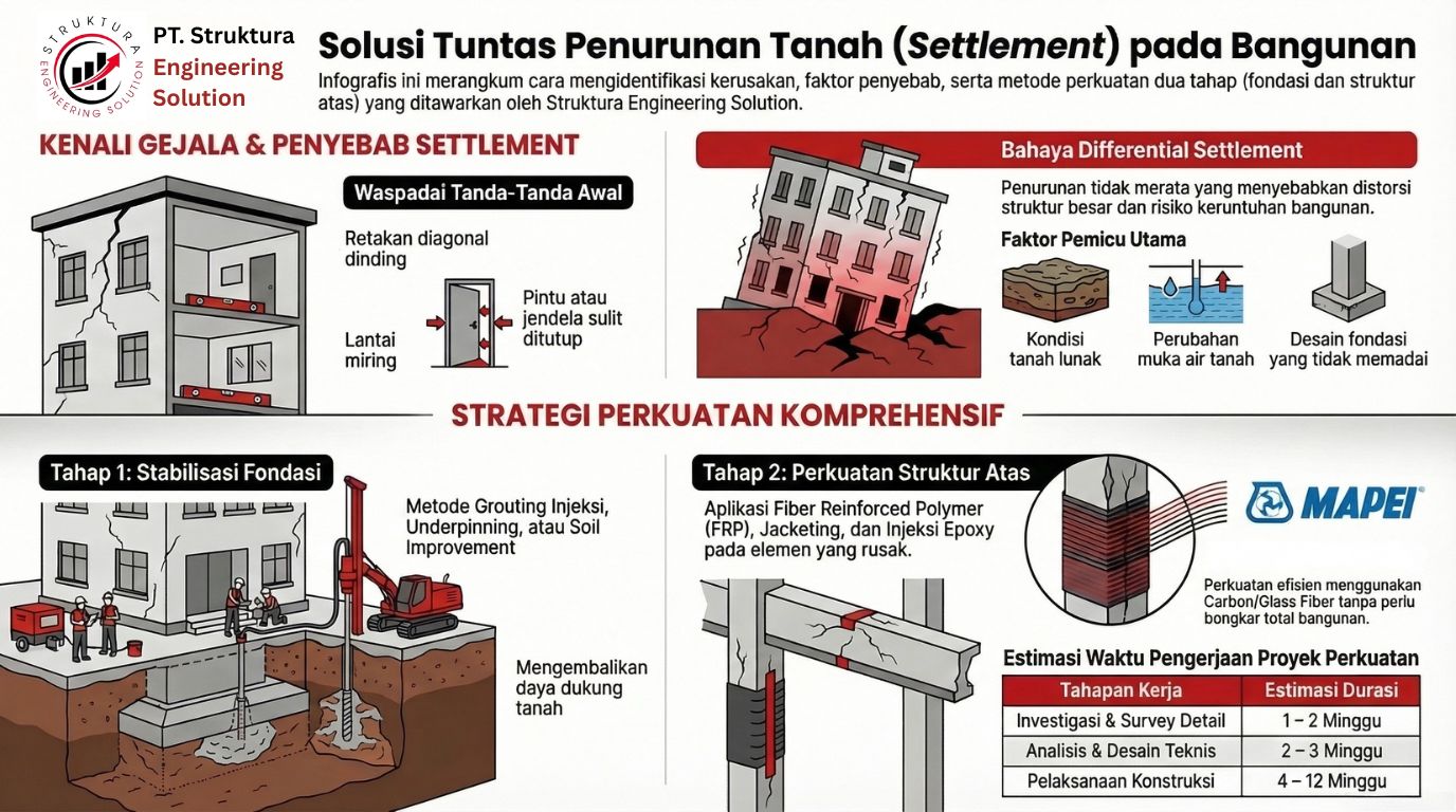 Jasa Perkuatan Struktur Akibat Penurunan Tanah - Settlement