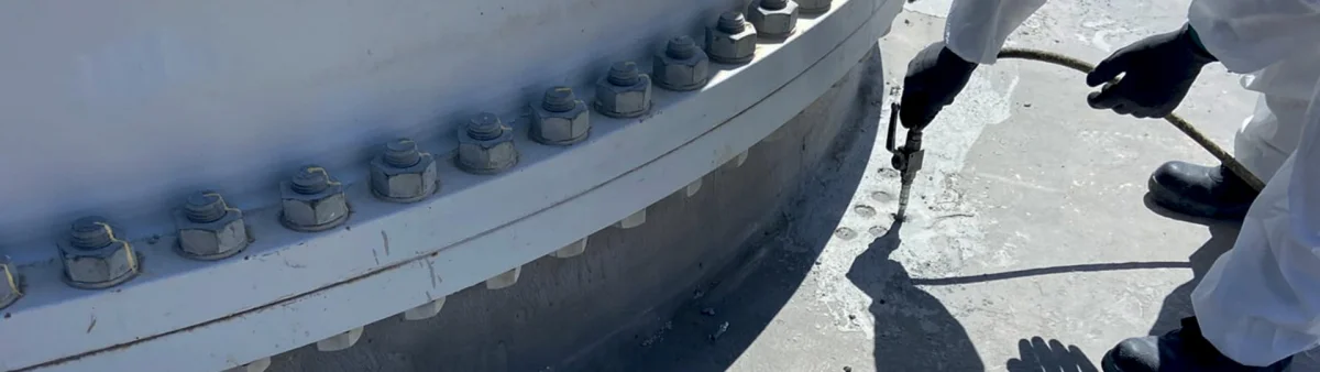 Pekerjaan injeksi pada beton di sekitar dasar menara turbin angin