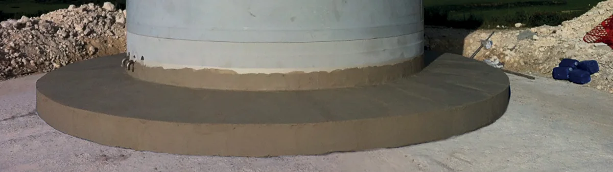 Lapisan waterproofing pada bagian dasar fondasi turbin angin