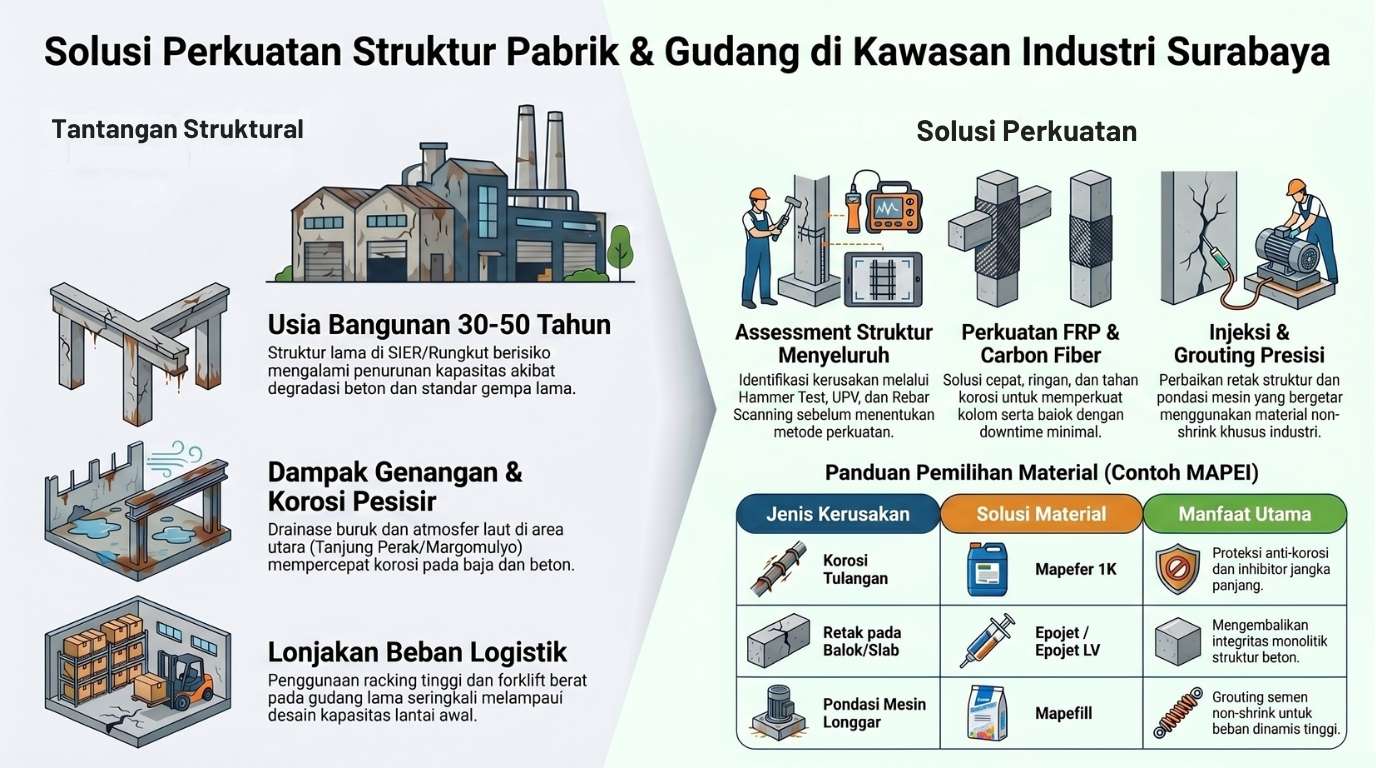 Jasa Perkuatan Struktur Pabrik Kawasan Industri Surabaya